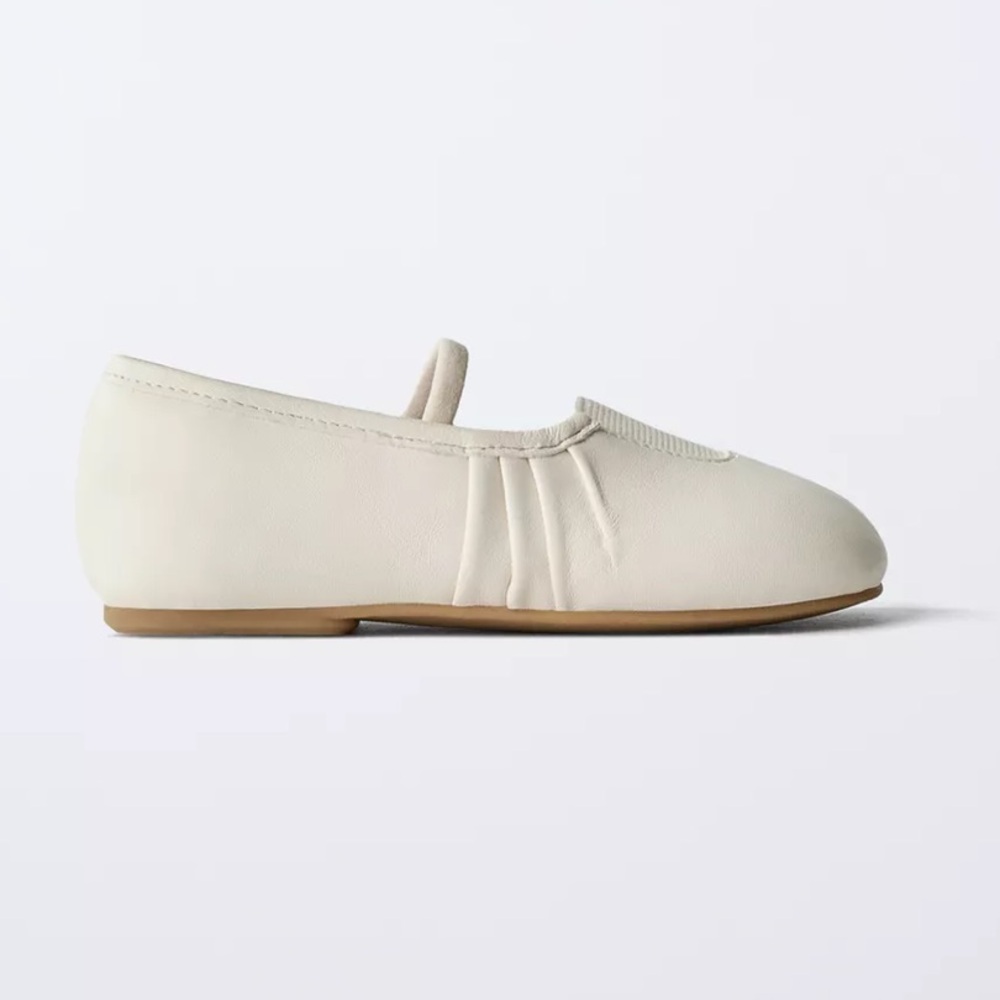 Zara white leather ballet flats girls size 10.5